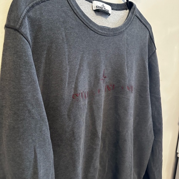 Stone Island Embroidered Logo Sweatshirt Men’s Pullover Size Large Grey - Picture 3 of 11